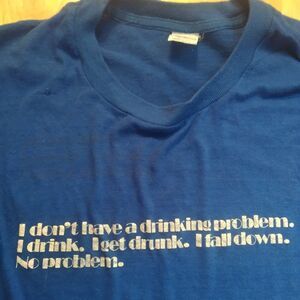 Vintage 80s Drinking Problem Beer Gag Joke T-Shirt